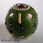 50pc Green Bead Studded with Glass & Seed Beads