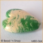 50pc Green+White Heart Bead