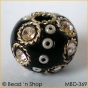 50pc Black Bead Studded with Wire-bordered Rhinestone & Seed Beads