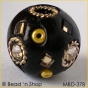 50pc Black Bead Studded with Rhinestones Mirrors & Yellow Seed Beads