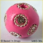 50pc Pink Bead Studded with Wire-bordered Rhinestones