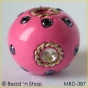 50pc Pink Bead Studded with Wire-bordered Rhinestones & Seed Beads