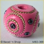 50pc Pink Bead Studded with Double Wire-bordered Seed Beads