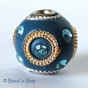 50pc Blue Bead Studded with Blue Rhinestones