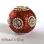 50pc Brown Glitter Bead Studded with Wire Rings & Rhinestones