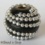 50pc Round Black Bead with Silver Ball Chain