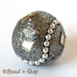 50pc Gray Glitter Bead Studded with Mirror Chips