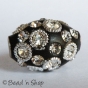 50pc Black Bead Studded with White Rings & Rhinestones