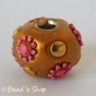 50pc Shinning Brown Euro Style Bead Studded with Flowers