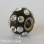 50pc Black Euro Style Bead Studded with Rhinestones and Silver Cabochons 