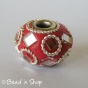 50pc Red Euro Style Bead Studded with Faceted Glass Chips & Metal Rings