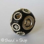 50pc Black Euro Style Bead Studded with Glass Chips & Metal Rings