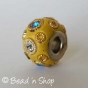 50pc Yellow Euro Style Bead Studded with Rhinestones and Golden Metal Rings