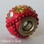 50pc Red Euro Style Bead with Red Ball Chains & Rhinestones