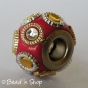 50pc Red Euro Style Bead with Rings & Cabochons