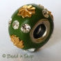 50pc Green Euro Style Bead Studded with Rhinestones & Accessories