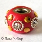 50pc Red Euro Style Bead with Rhinestones & Accessories