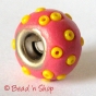 50pc Pink Euro Style Bead Studded Yellow Seed Beads