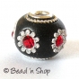 50pc Black Bead Studded with Red Rhinestones & Accessories