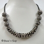 1pc Black Maruti Necklace with Rhinestones and Seed Beads