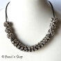 1pc Black Maruti Necklace with White Rhinestones and Metal Rings