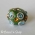Green Euro Style Bead Studded with Rhinestones and Metal Rings