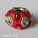 Red Euro Style Bead with Rhinestones and Embellishments
