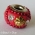 Red Euro Style Bead with Red Ball Chains & Rhinestones