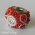 Red Euro Style Bead with Red Grains and Rhinestones