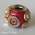 Red Euro Style Bead with Golden & Silver Rings